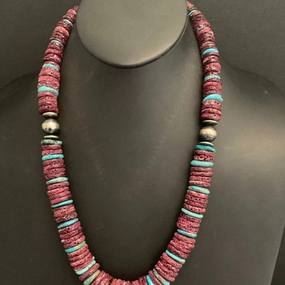 Sterling Silver  Purple Spiny Oyster Bead Necklace - Picture 2 of 8
